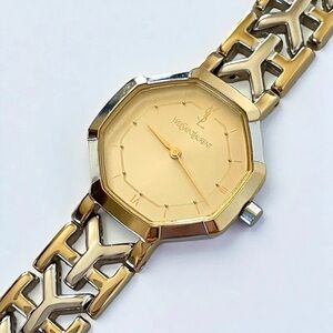 Yves Saint Laurent Gold-Tone Octagonal Watch